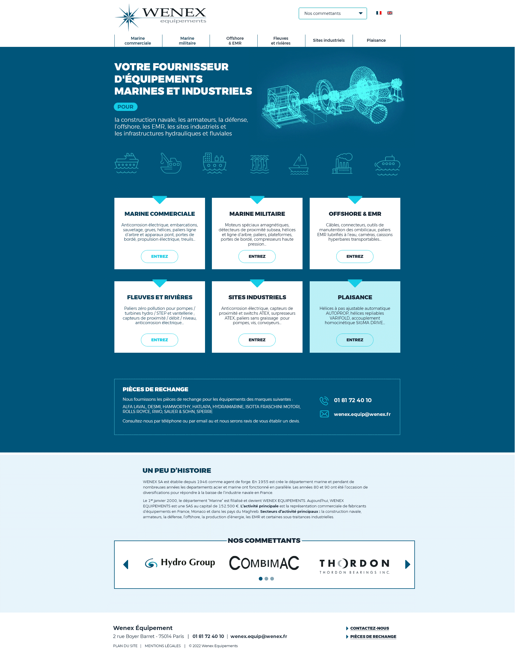 Page d'accueil du site Wenex Équipements
